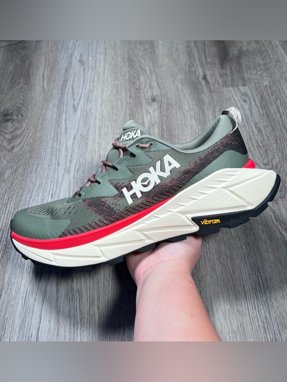 New HOKA Skyline Float X Slate Oat Milk Shoes Mens Size 13 D 1141610-STTM Green